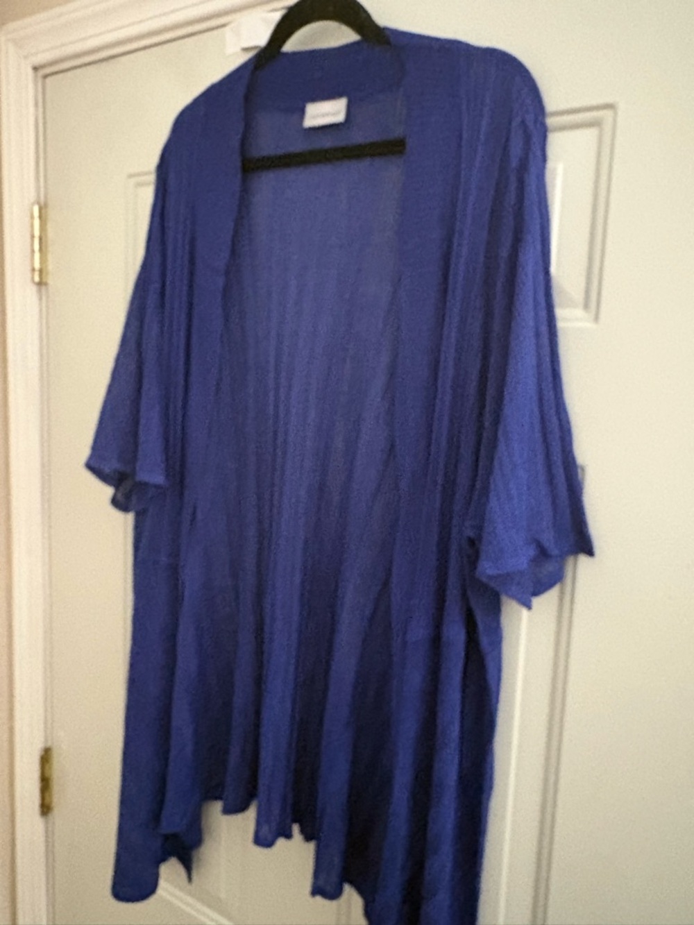 Catherines Royal Blue Open-Front Cardigan with Black Trim - Picture 2 of 4